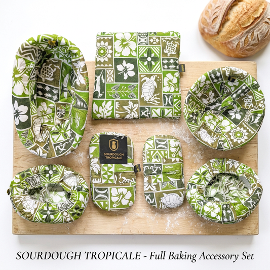 Sourdough Tropicale Kit - ST-PACK-4- 7 Piece Baking Set | Banneton Covers, Mini Mitts & Hot Pad