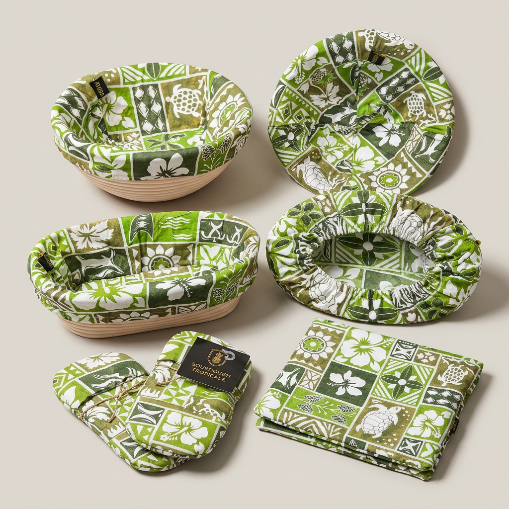 Sourdough Tropicale Kit - ST-PACK-4- 7 Piece Baking Set | Banneton Covers, Mini Mitts & Hot Pad