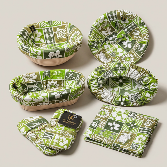 Sourdough Tropicale Kit - ST-PACK-4- 7 Piece Baking Set | Banneton Covers, Mini Mitts & Hot Pad