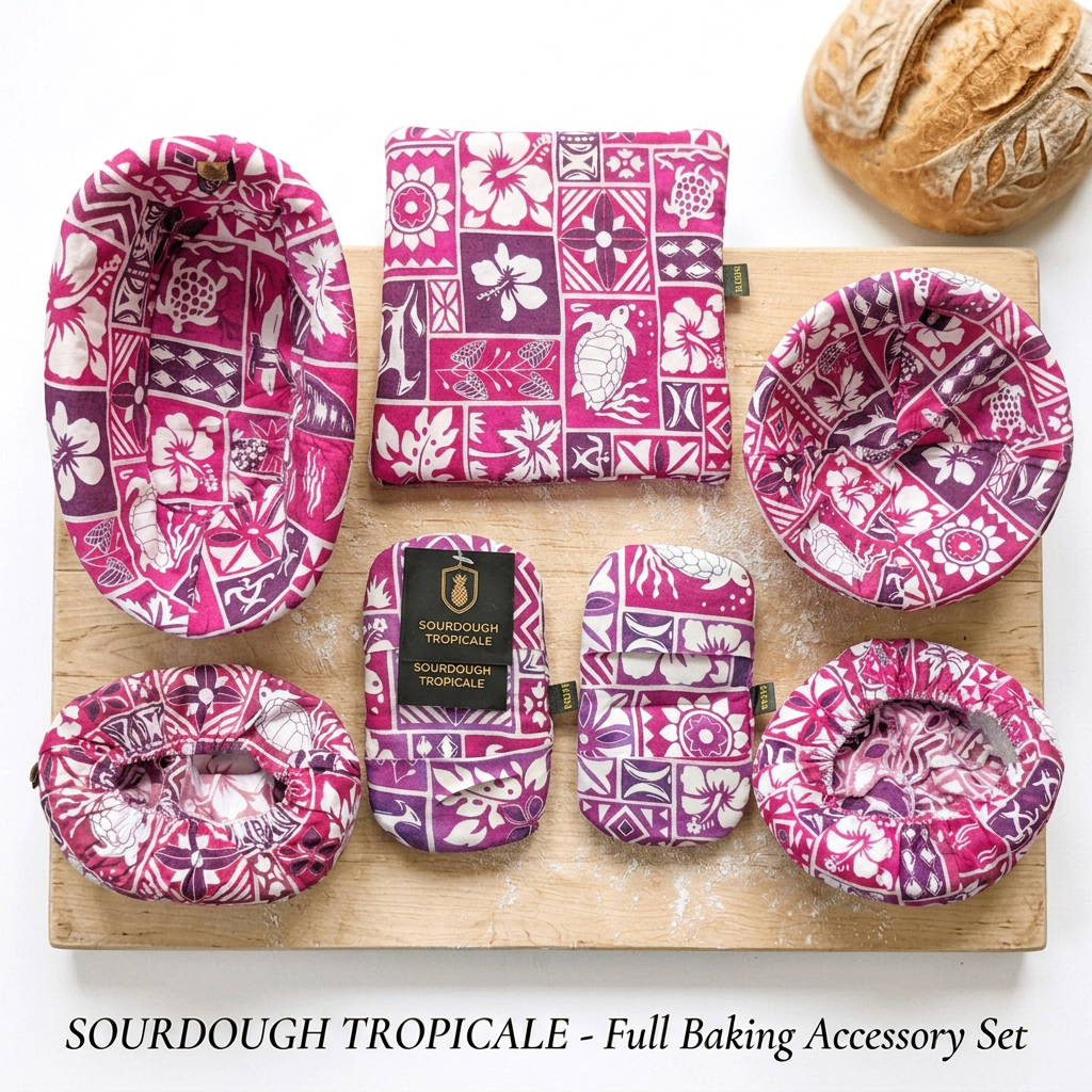 Sourdough Tropicale Kit - ST-PACK-7 - 7 Piece Baking Set | Banneton Covers, Mini Mitts & Hot Pad