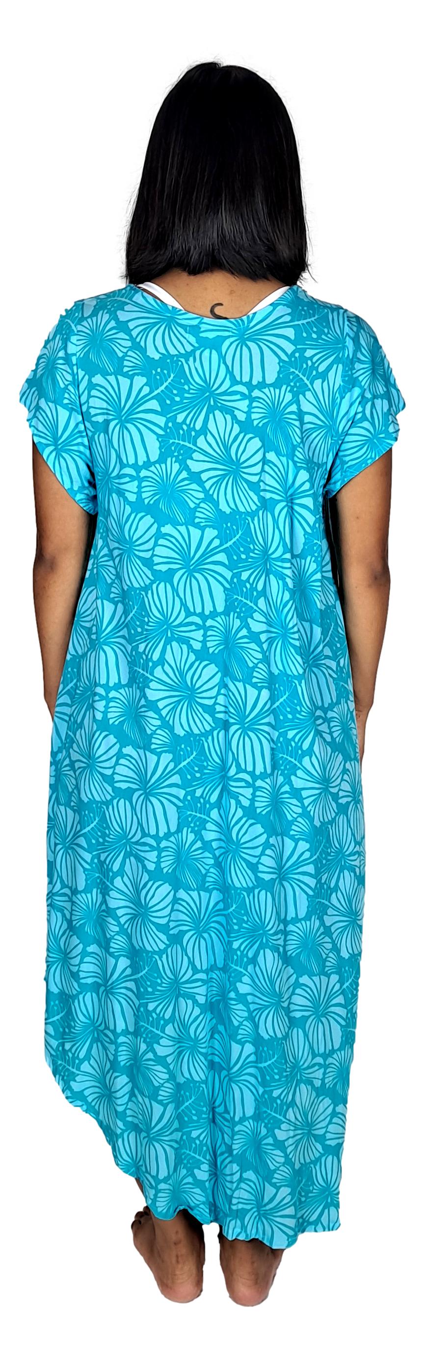 Tampa Swing Dress, TAMPA-4014 - Light Blue Hibiscus