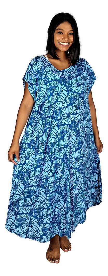 Tampa Swing Dress, TAMPA-4015 - Dark Blue Hibiscus