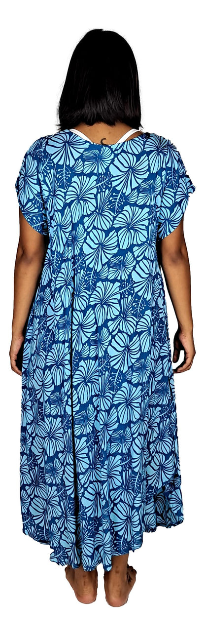 Tampa Swing Dress, TAMPA-4015 - Dark Blue Hibiscus