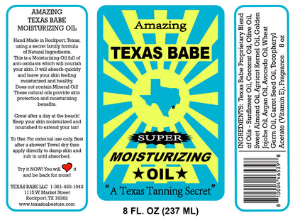 Texas Babe Super Moisturizing Oil – TXBABEMO-8 - Natural Body Oil, Mineral Oil Free, 8 oz