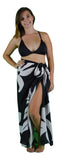 Sarong TL-10-F - Tiare Flower Black & White  ***Pre-order Winter 2025/2026