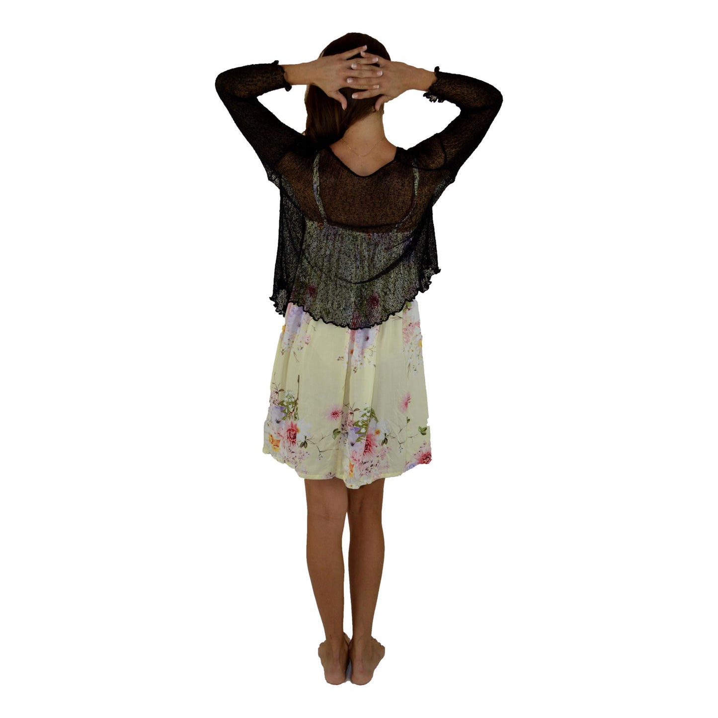 Tradewind Sweater - TS-10 - Black Sheer Knit Cardigan Shawl OS