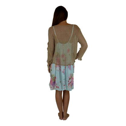 Tradewind Sweater - TS-19 - Tan Sheer Knit Cardigan Shawl OS
