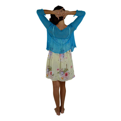 Tradewind Sweater - TS-5 – Blue Sheer Knit Cardigan Shawl OS