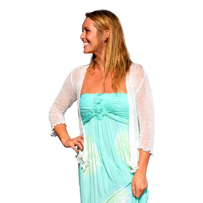 Tradewind Sweater - TS-8 – White Sheer Knit Cardigan Shawl OS