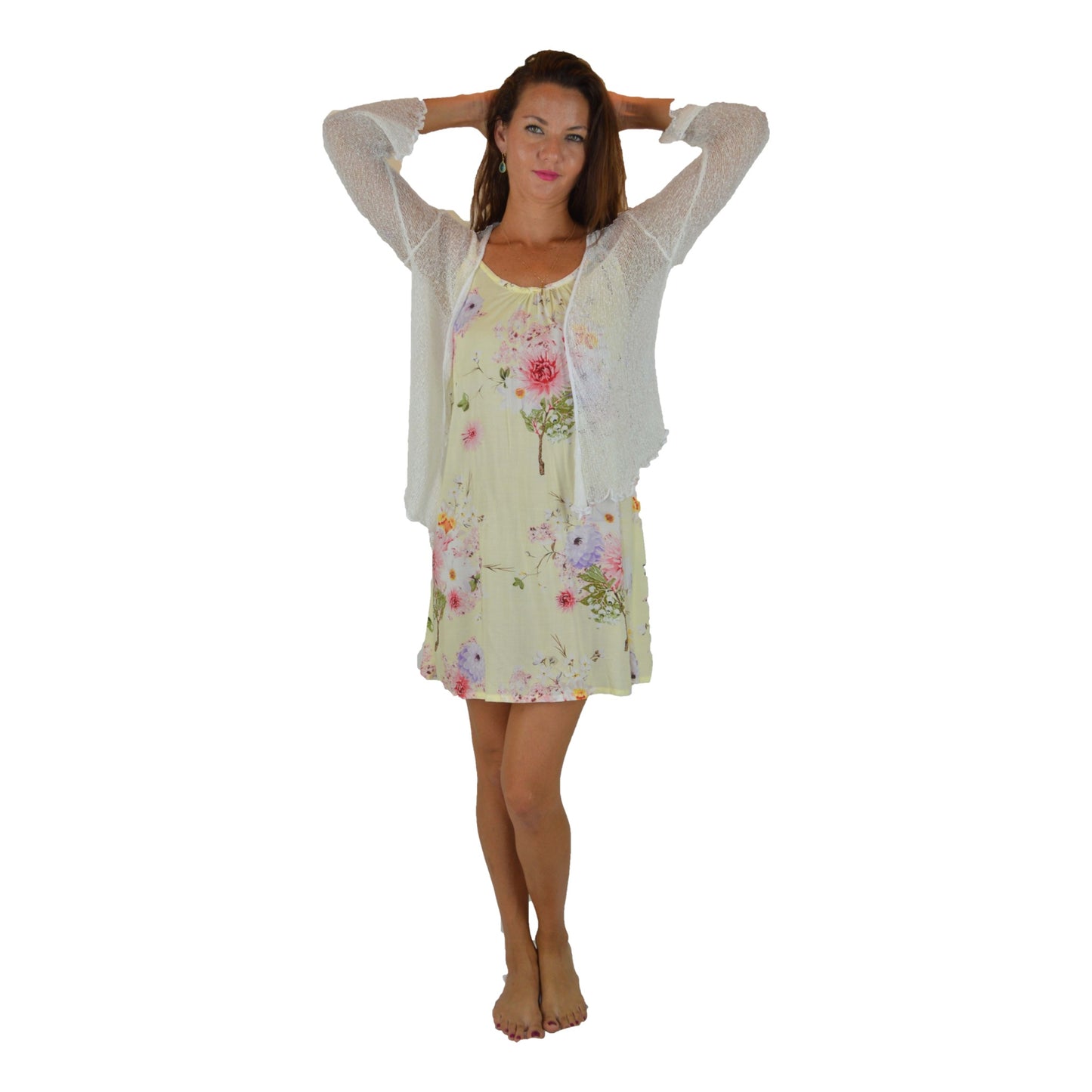 Tradewind Sweater - TS-8 – White Sheer Knit Cardigan Shawl OS