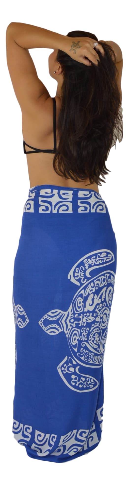 Sarong TTL-6-F - Turtle With Border in Blue