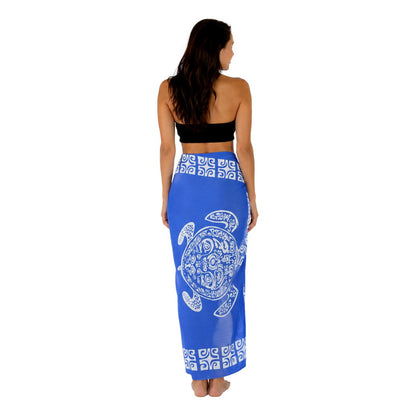 Sarong TTL-6-F - Turtle With Border in Blue
