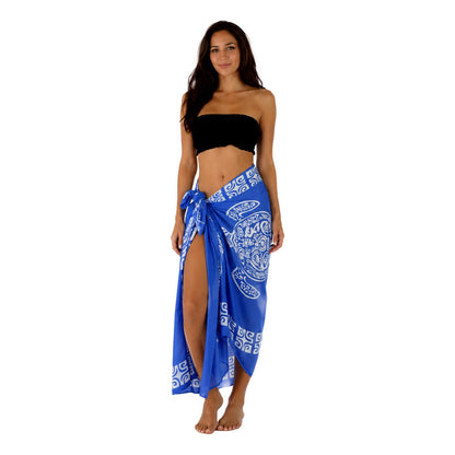 Sarong TTL-6-F - Turtle With Border in Blue