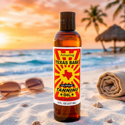 Texas Babe Super Tanning Oil – TXBABE-8 - Natural Plant Oils for a Deep Sun-Kissed Tan (8 oz)