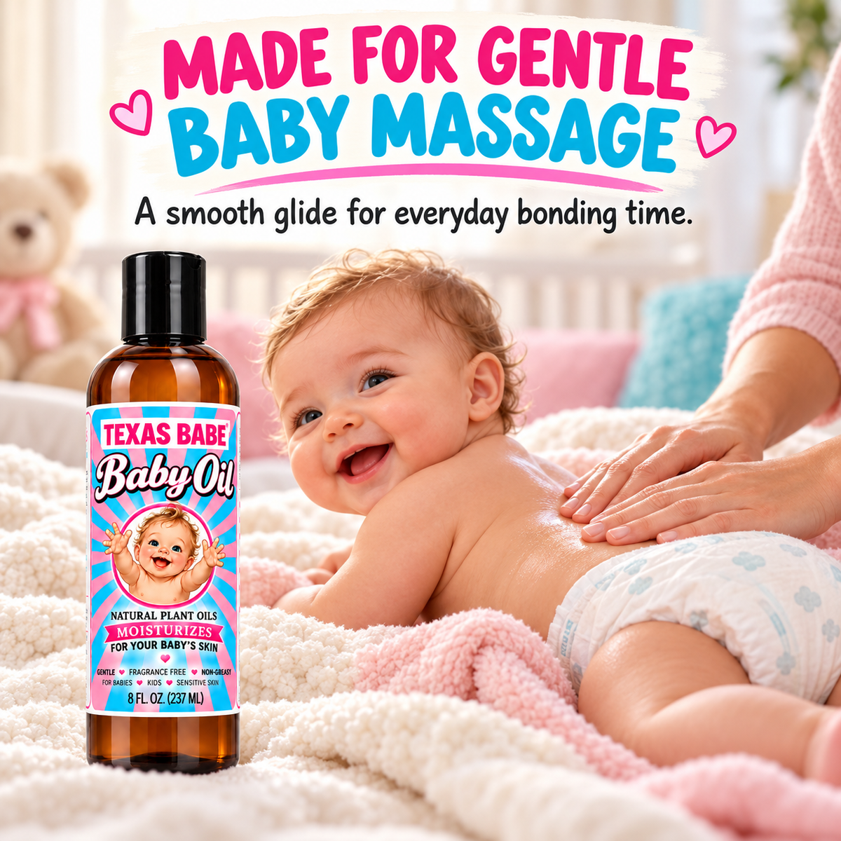 Texas Babe Baby Oil – Lavender | Gentle, Nourishing Plant-Based Skincare | 8 fl oz