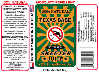 Skeeter Juice Natural Mosquito Repellent | DEET-Free Essential Oil Blend 8 Oz