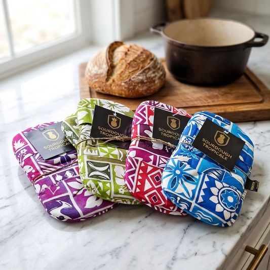 Sourdough Tropicale Baking Mitt – ST-4SET – Red, Green, Blue, Purple Hawaiian Print Mini Oven Mitt (4 Sets 4 Colors)
