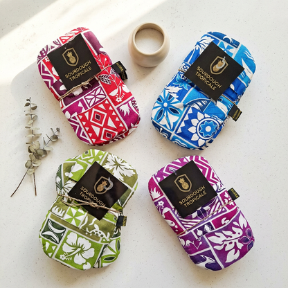 Sourdough Tropicale Baking Mitt – ST-4SET – Red, Green, Blue, Purple Hawaiian Print Mini Oven Mitt (4 Sets 4 Colors)
