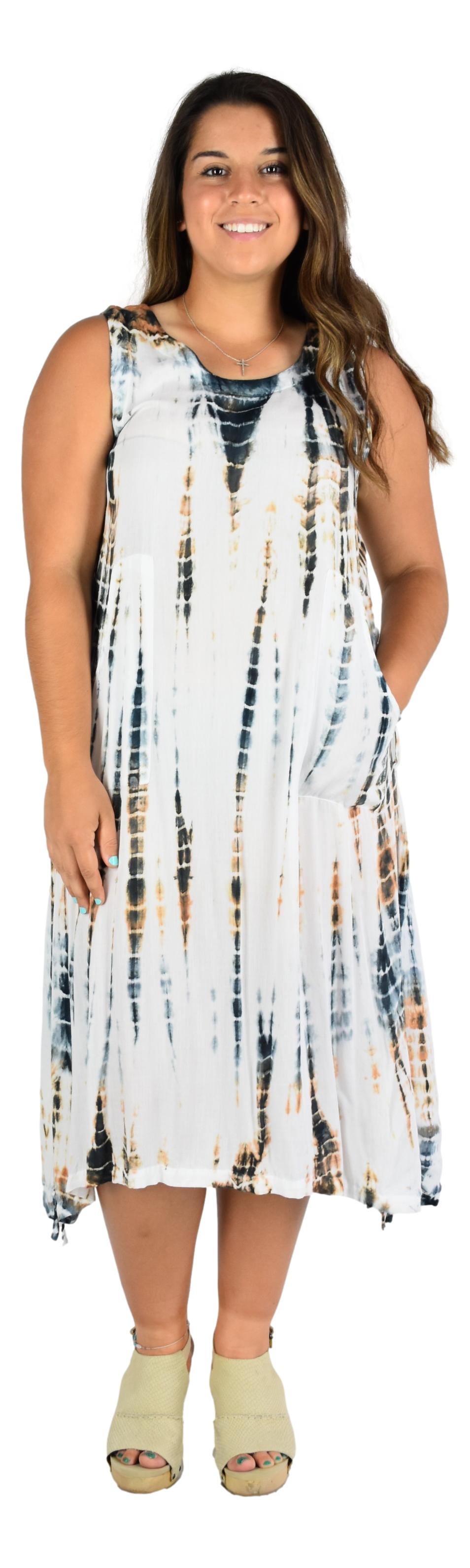 Antigua Dress - ANTIG-929 - Tye Dye Taupe Resort Dress