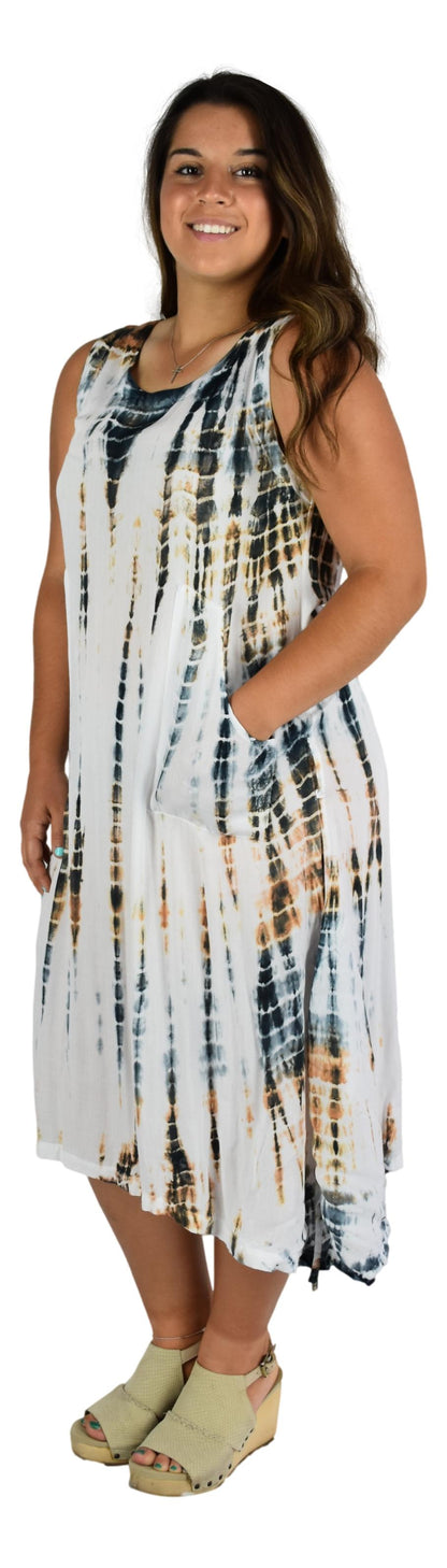 Antigua Dress - ANTIG-929 - Tye Dye Taupe Resort Dress