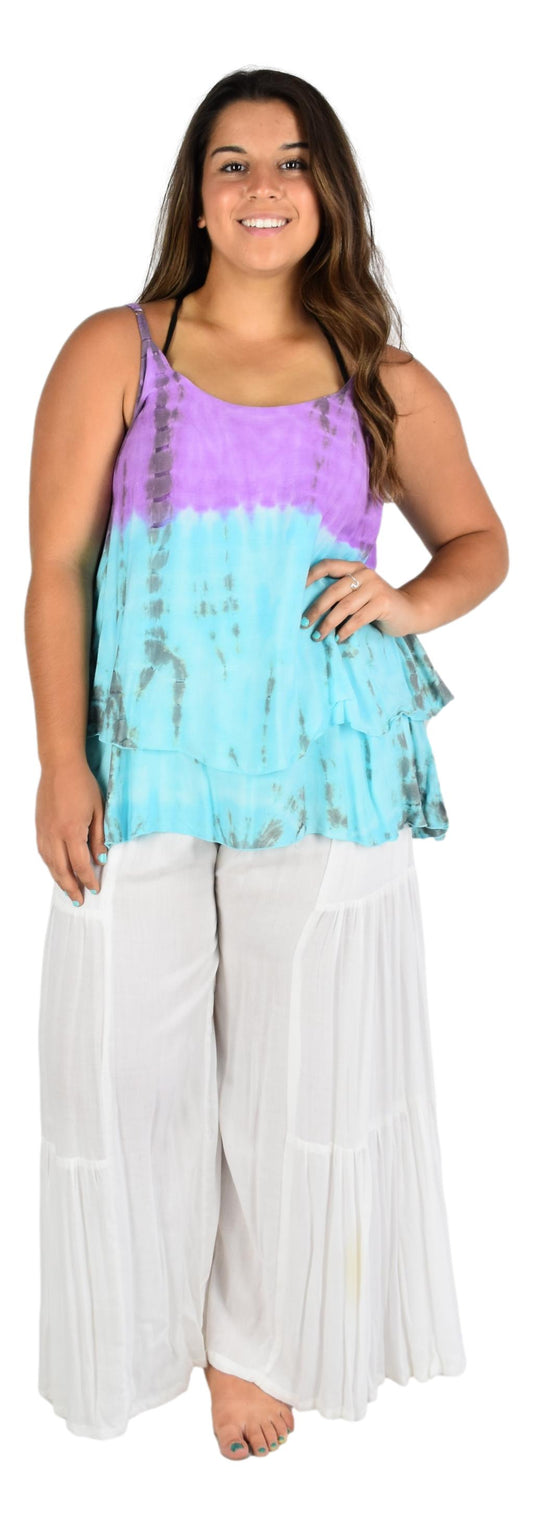 Bahama Top - BAHA-917 – Tye Dye Purple and Teal, Adjustable Straps