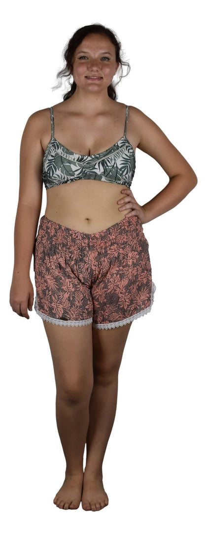 Beach Babe Shorts BBS-2511-L/XL Tropicana Pink and Gray