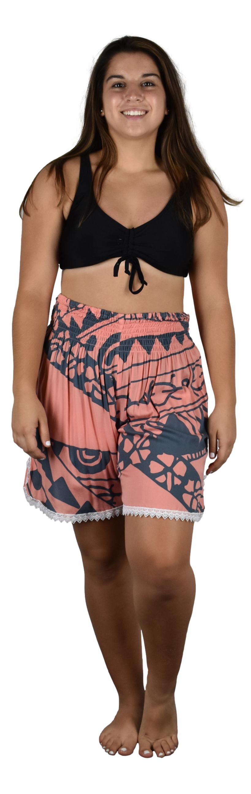 Beach Babe Shorts BBX-2222-XL Pink and Blue Hawaiian Print