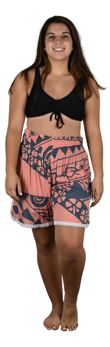 Beach Babe Shorts BBX-2222-XL Pink and Blue Hawaiian Print