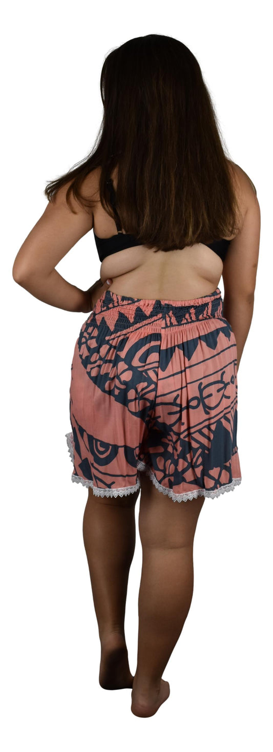 Beach Babe Shorts BBX-2222-XL Pink and Blue Hawaiian Print