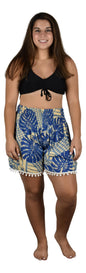 Beach Babe Shorts BBX-4316-XL Juniors Blue and Beige Monstera