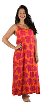 Bali Dress Long - BD-1501-L - Orange and Red Hibiscus