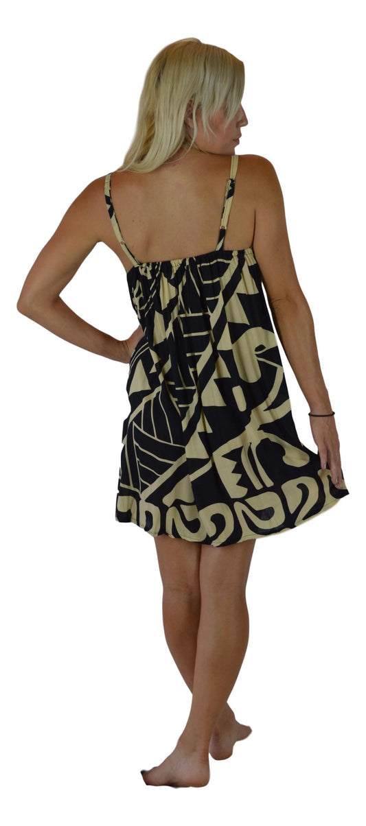 Bali Dress Short - BD-2020-S - Black and Beige Turtle