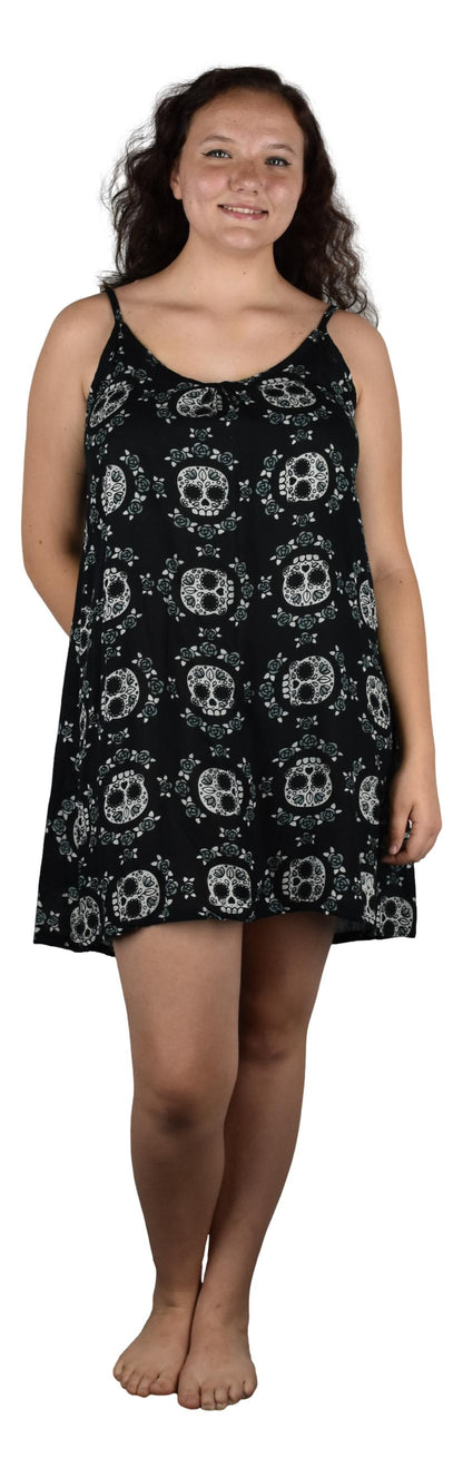 Bali Dress Short - BD-2950-S Black and Gray Sugar Skulls