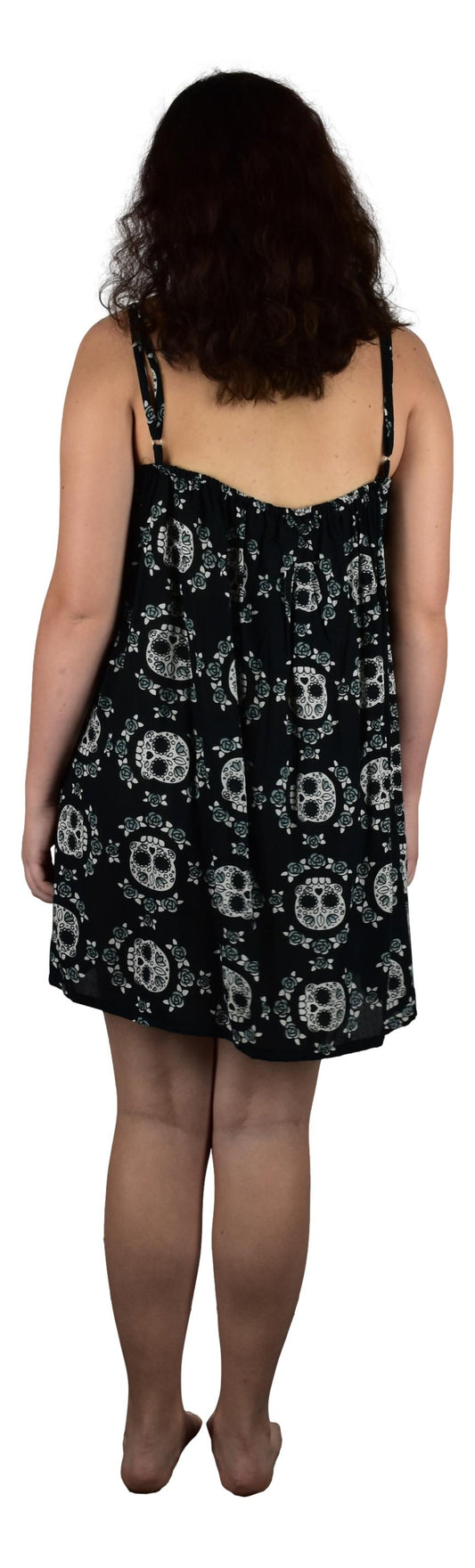 Bali Dress Short - BD-2950-S Black and Gray Sugar Skulls