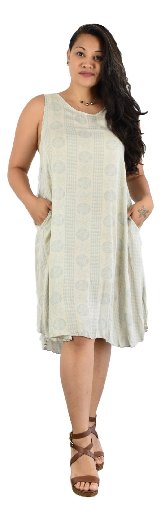 Cabana Dress CD-1420 – Beige and Gray Hawaiian Plumeria