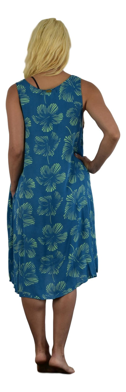 Cabana Dress CD-1506 – Blue and Green Hibiscus