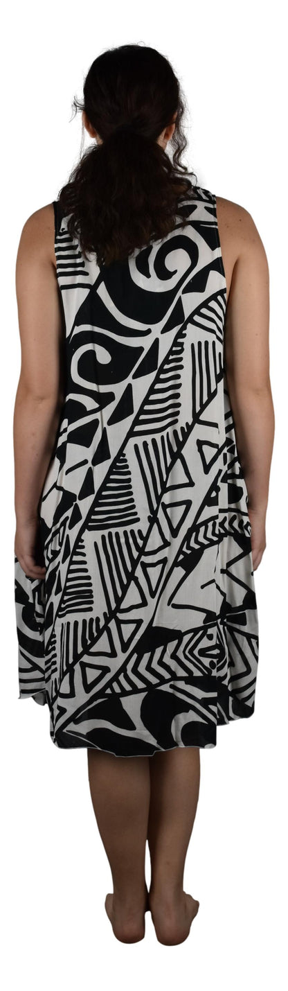 Cabana Dress CD-4510 – Black and White Hawaiian Tribal