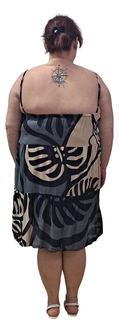 Cozumel Short Dress - COZU-SHT-MON2-20 Beige and Gray Monstera