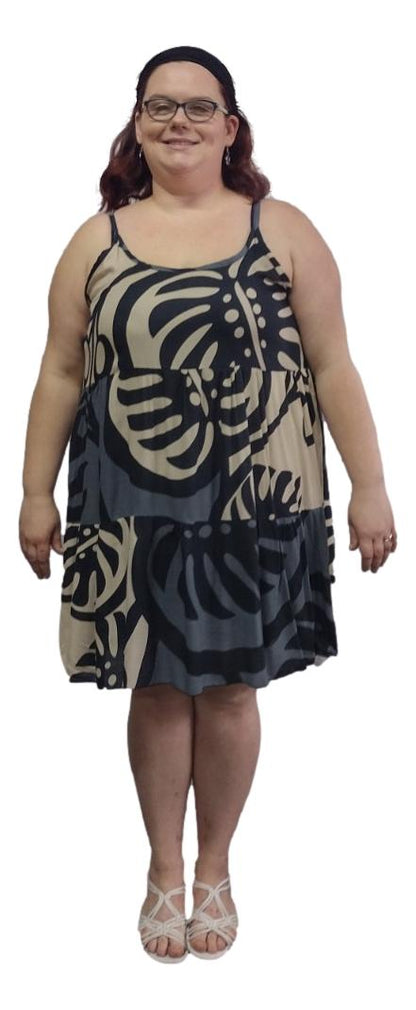 Cozumel Short Dress - COZU-SHT-MON2-20 Beige and Gray Monstera