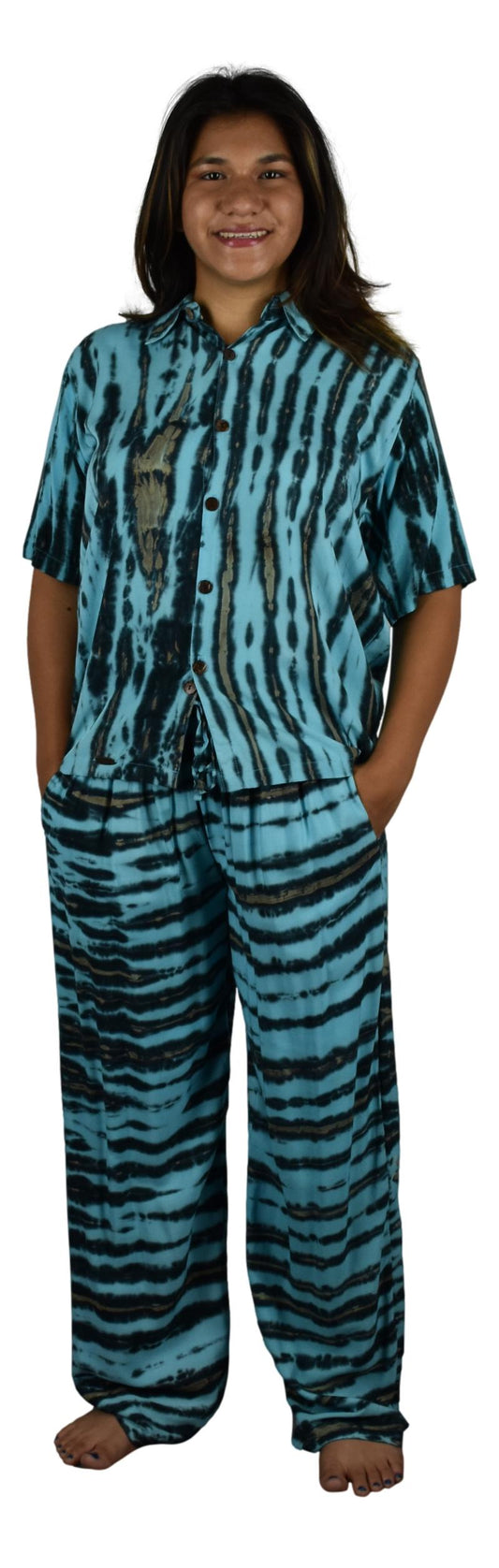 Day Jamma Set – DJ-915-XXL Blue and Black Tye Dye - XXL