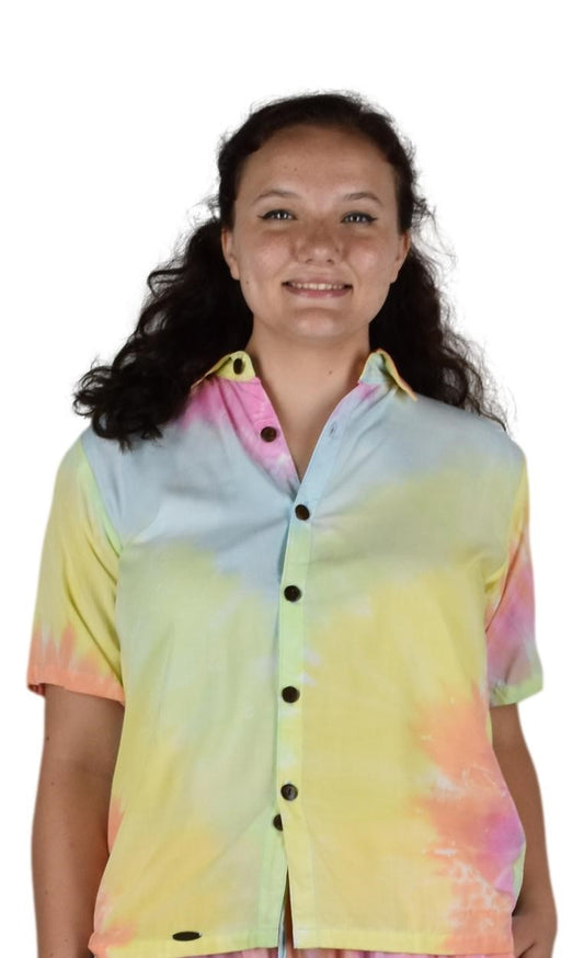 Day Jamma Button Down Top – DJT-711-S/M - Pastel Tye Dye Small/Medium