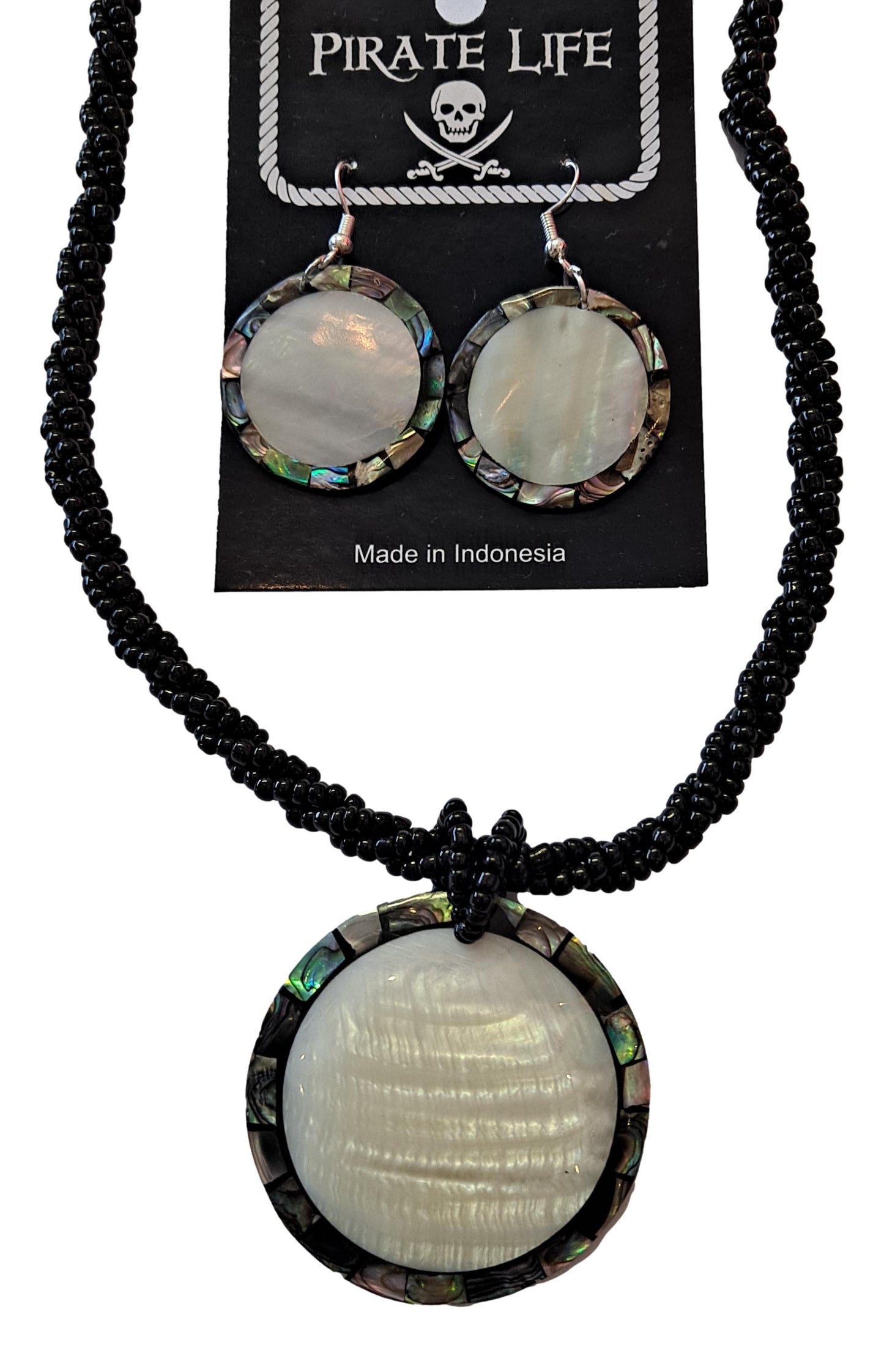 Shell Earrings – JE-EMMA- Natural Abalone and Oyster Round