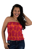 Elastic Tube Top - ETOP-1501 – Red Hibiscus Smocked Bandeau
