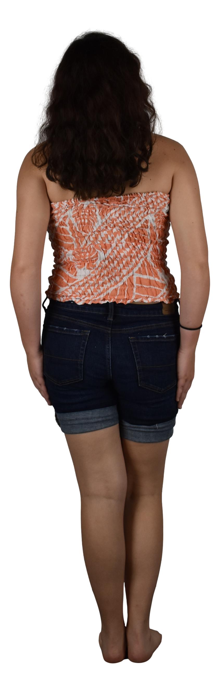 Elastic Tube Top - ETOP-4101 – Orange and White Hawaiian Print Smocked Bandeau