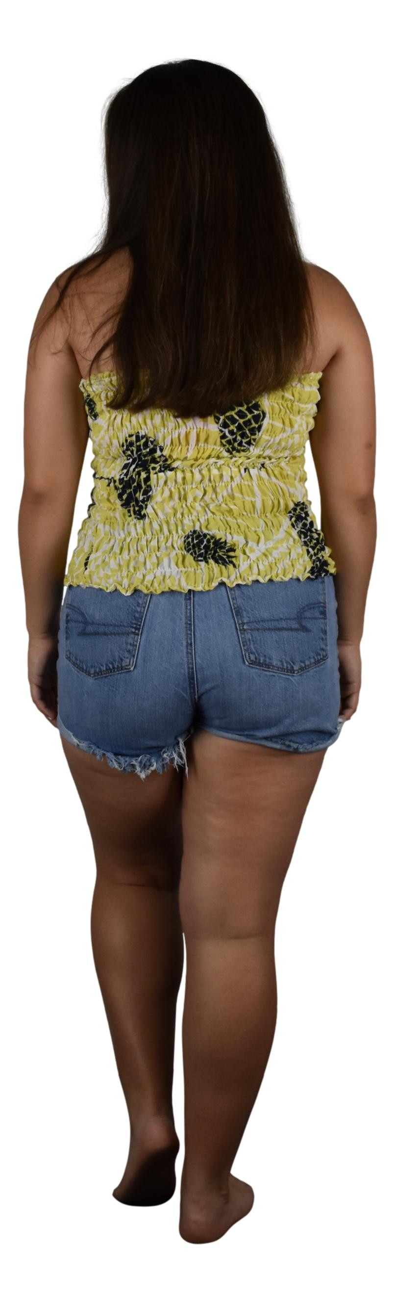 Elastic Tube Top - ETOP-4409 – Yellow and Black Pineapples Smocked Bandeau