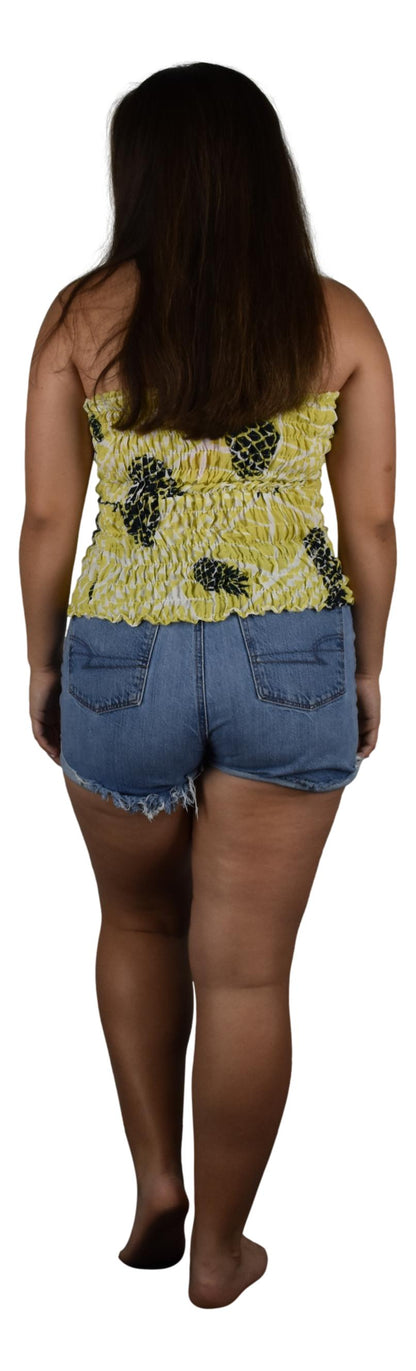 Elastic Tube Top - ETOP-4409 – Yellow and Black Pineapples Smocked Bandeau
