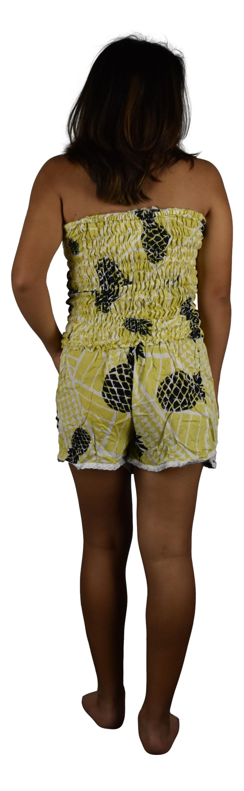 Elastic Tube Top - ETOP-4409 – Yellow and Black Pineapples Smocked Bandeau