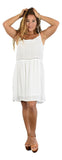 Hanalei Dress – HAN-08 – Solid White, Elastic Back Resort Dress