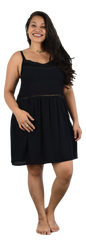 Hanalei Dress – HAN-10 – Solid Black, Elastic Back Resort Dress