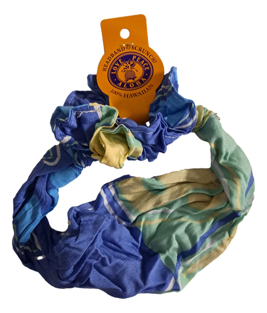 Headband & Scrunchie Set – HB-SCR-4205 – Blue Monstera